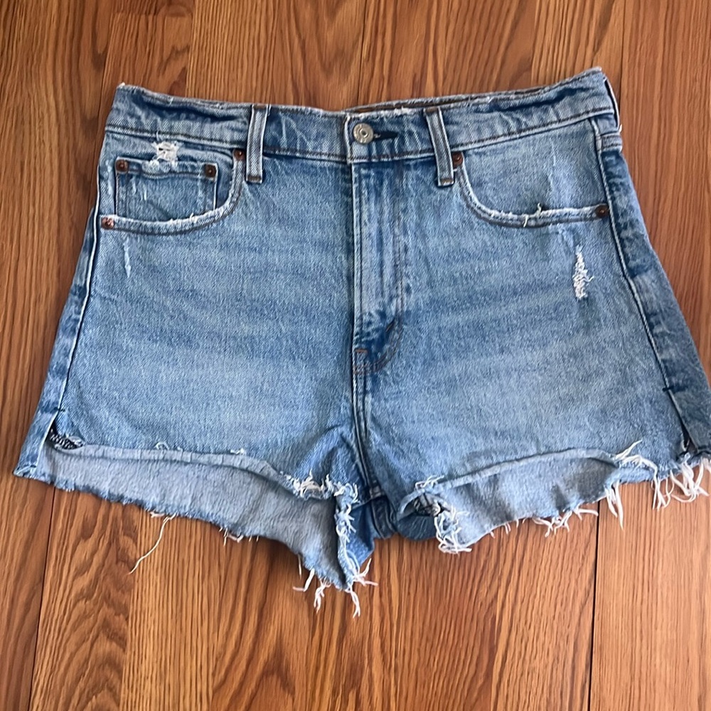 Abercrombie & Fitch Light Blue Distressed Denim Jean Shorts
